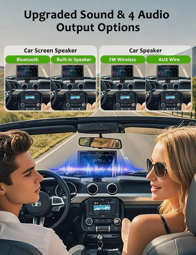 Alt view image 4 of 7 - Carplay Screen for Car, 9'' Wireless CarPlay-Upgrade Portable Touchscreen | GPS Navigation, Bluetooth, Mirror Link, Voice Control, Hands-Free Calling,Plug & Play Car Play Screen
