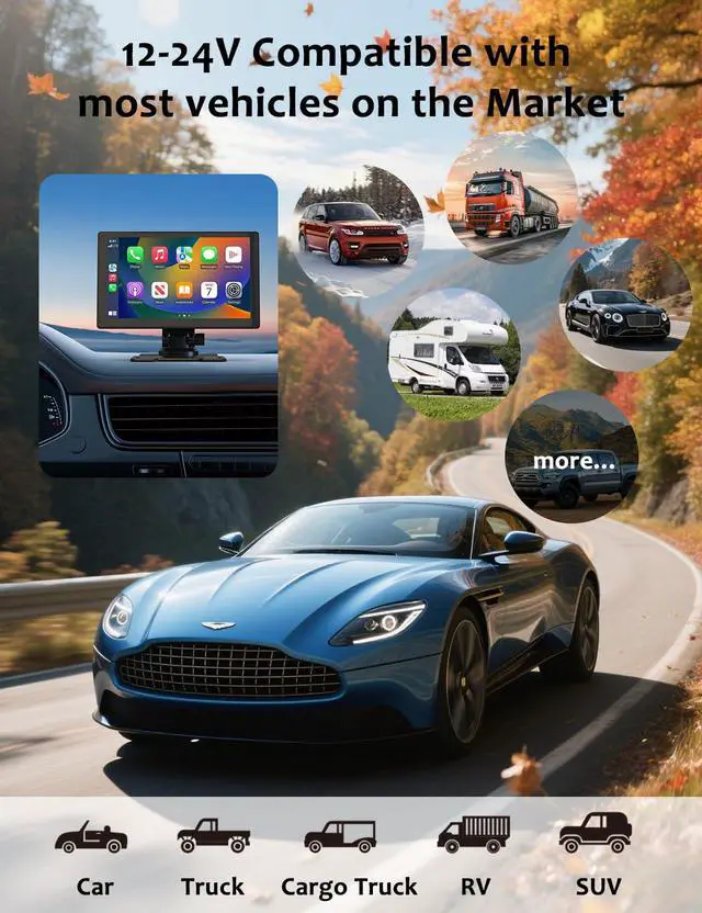 Alt view image 7 of 7 - Carplay Screen for Car, 9'' Wireless CarPlay-Upgrade Portable Touchscreen | GPS Navigation, Bluetooth, Mirror Link, Voice Control, Hands-Free Calling,Plug & Play Car Play Screen