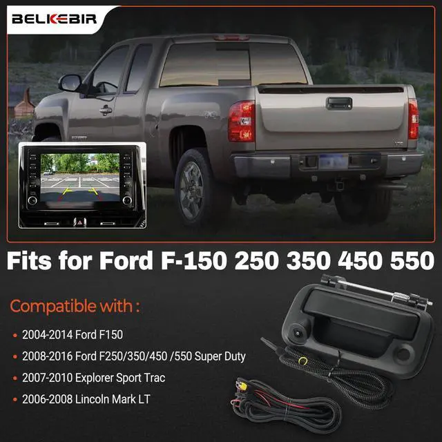 Alt view image 2 of 7 - Tailgate Handle Backup Camera Compatible with 2004-2014 Ford F150,2008-2016 Ford F250 F350 F450 F550 Super Duty Explorer Lobo, Rear View Reverse Camera RCA Connector Replaces# 8L3Z 9943400-AC