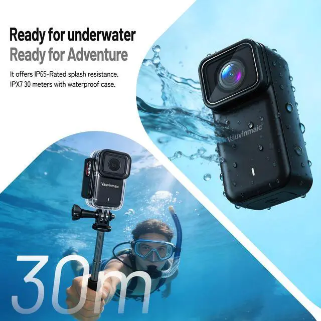 Alt view image 4 of 7 - 4K Body Camera with WiFi, POV Action Cam for Motorcycling Skiing Cycling Vlogging Sports, Magnetic Wearable Thumb Camera for Hands-Free Recording, Waterproof Portable Video Recorder, 64GB Card, Black