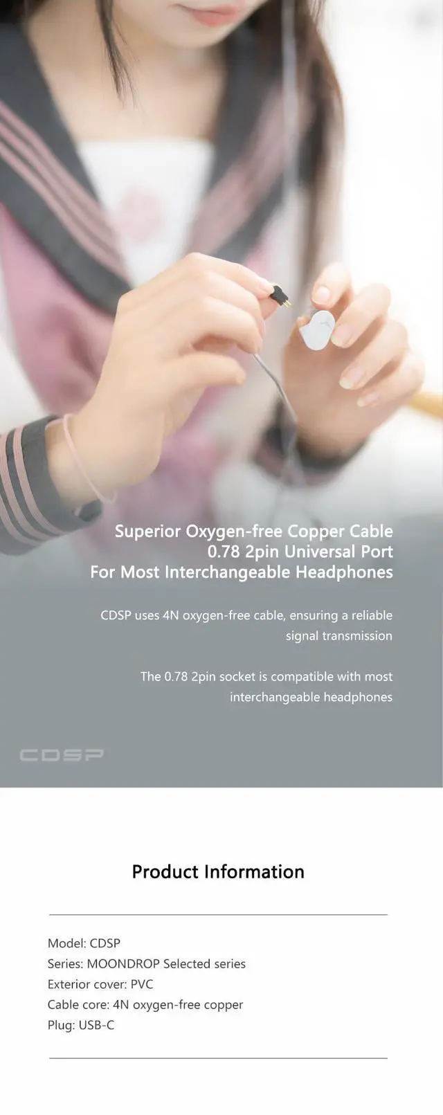 Alt view image 5 of 5 - CDSP New Online Interactive DSP USB-C Earphone Upgrade Cable for Portable Wired HiFi Earphone