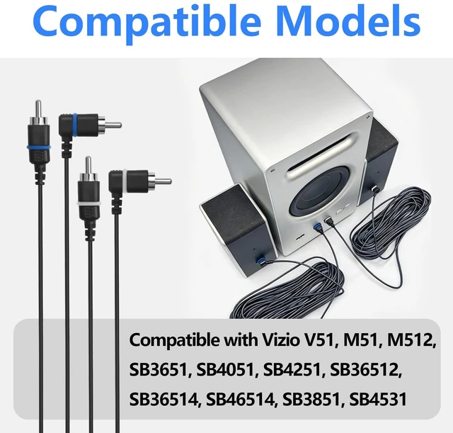 Alt view image 3 of 7 - YLTKJ 2Pcs Satellite Speaker Cable 26.2Ft Surround Sound Wire | Compatible with Vizio V51 M51 SB3651 SB36514 SB4051 SB4251 Satellite SpeakerBlue+White