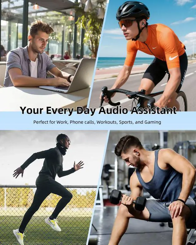 Alt view image 3 of 7 - AI True Open Ear Earbuds Wireless Bluetooth Open Ear Headphones, Lightweight Clip on Earbuds 45H Playtime ENC Clip on Headphones, Over Ear Buds with Waterproof Fit Sport, Running, Workout