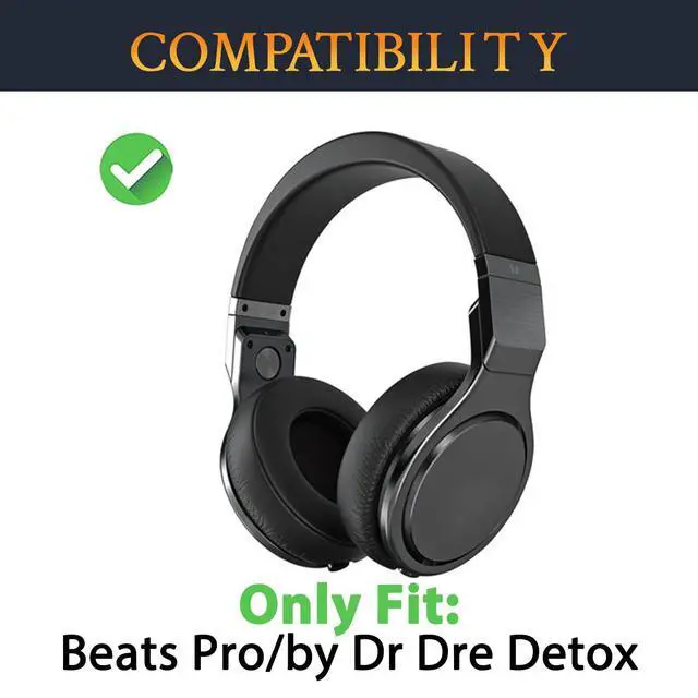 Alt view image 2 of 5 - Earpads for Monster Beats Pro by Dr Dre Detox Headphones, Softer Protein Leather, High-Density Noise Isolation Foam - Black