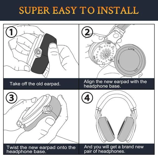 Alt view image 5 of 5 - Earpads for Monster Beats Pro by Dr Dre Detox Headphones, Softer Protein Leather, High-Density Noise Isolation Foam - Black