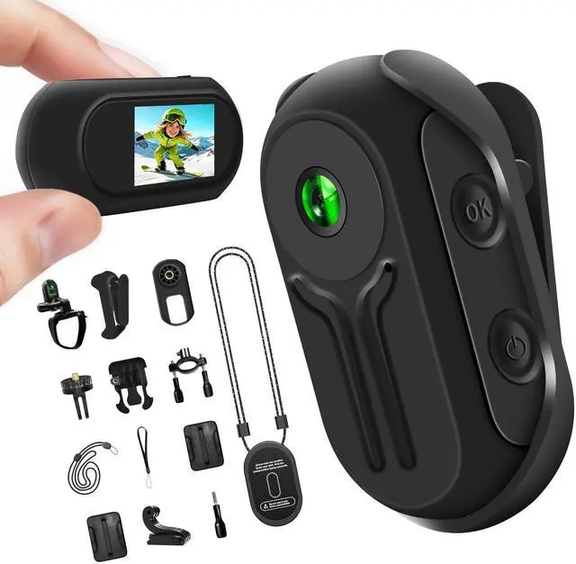 Main image of Mini Body Camera 1080P with Display Screen, Wearable Bodycam Action Cameras | 2026 Upgraded-Tech POV Camera for Outdoor Sports Horse Riding Cycling Hiking, Small, Magnetic, Multiple Accessories