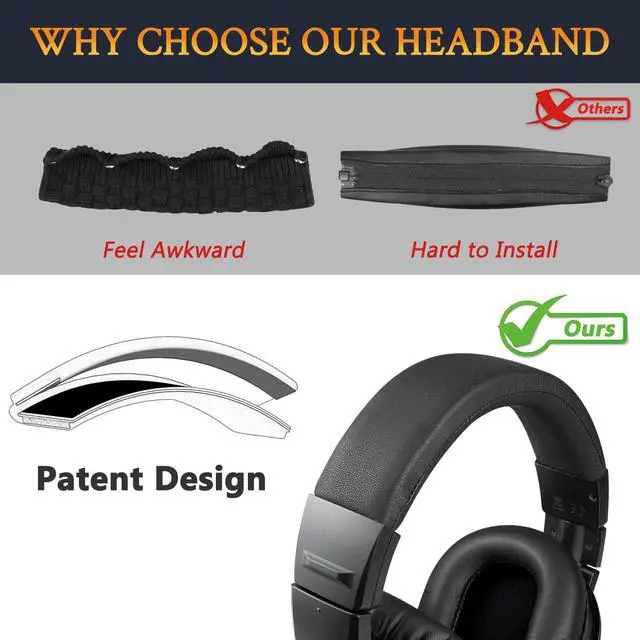 Alt view image 5 of 7 - Headband for Audio Technica ATH M40, M40X Headphones, Replacement Headstrap Pad Repair Part (Black)