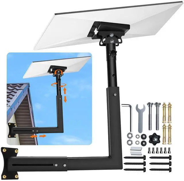 Main image of Starlink Mount Gen 3/4 with Adapter, Wall/Roof Mounting Kit, Black | Starlink Pole Mount with Telescoping Arm, 360° Adjustable Reinforced, Rustproof Weatherproof for Standard 4/4X/V3