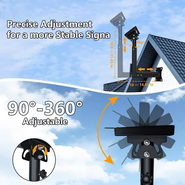 Alt view image 2 of 7 - Starlink Mount Gen 3/4 with Adapter, Wall/Roof Mounting Kit, Black | Starlink Pole Mount with Telescoping Arm, 360° Adjustable Reinforced, Rustproof Weatherproof for Standard 4/4X/V3