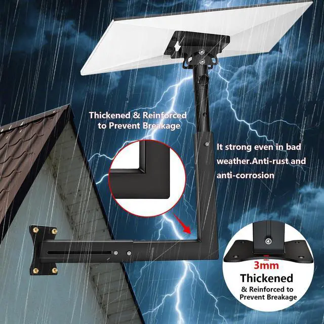 Alt view image 4 of 7 - Starlink Mount Gen 3/4 with Adapter, Wall/Roof Mounting Kit, Black | Starlink Pole Mount with Telescoping Arm, 360° Adjustable Reinforced, Rustproof Weatherproof for Standard 4/4X/V3