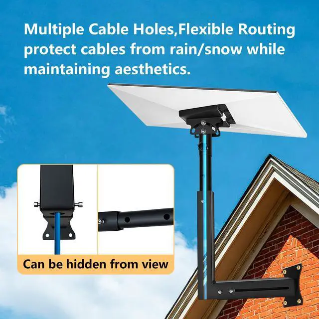 Alt view image 6 of 7 - Starlink Mount Gen 3/4 with Adapter, Wall/Roof Mounting Kit, Black | Starlink Pole Mount with Telescoping Arm, 360° Adjustable Reinforced, Rustproof Weatherproof for Standard 4/4X/V3