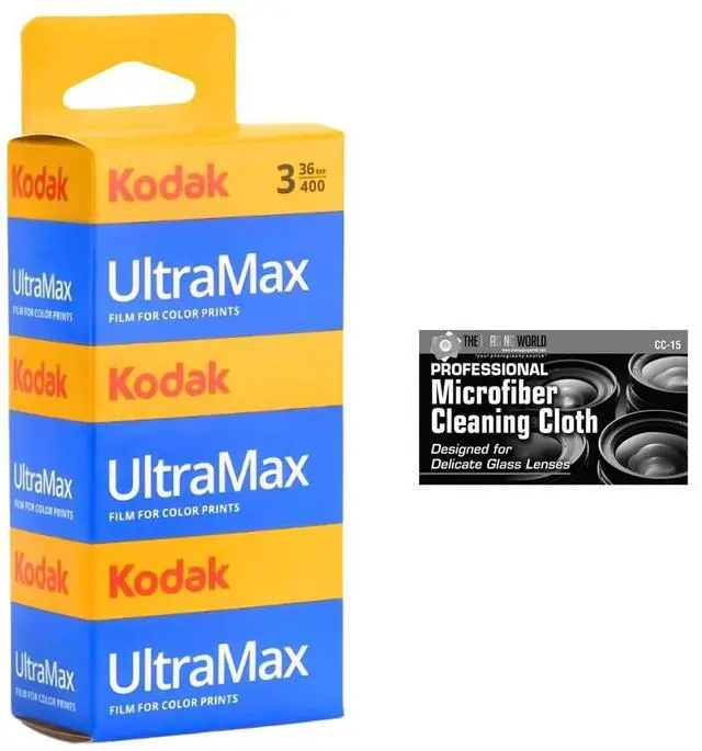 Main image of Kodak GC/UltraMax 400 Color Negative Film 35mm Roll Film, 36 Exposures, 3-Pack with Microfiber Cloth
