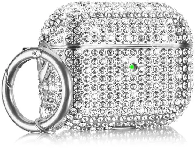 Main image of Case for AirPods Pro 2nd Generation, Cute AirPod Pro 2 Protective Case Cover for Women Girls, Bling Crystal PC Apple Air Pods Pro Cases Accessories with Lobster Clasp Keychain, Silver