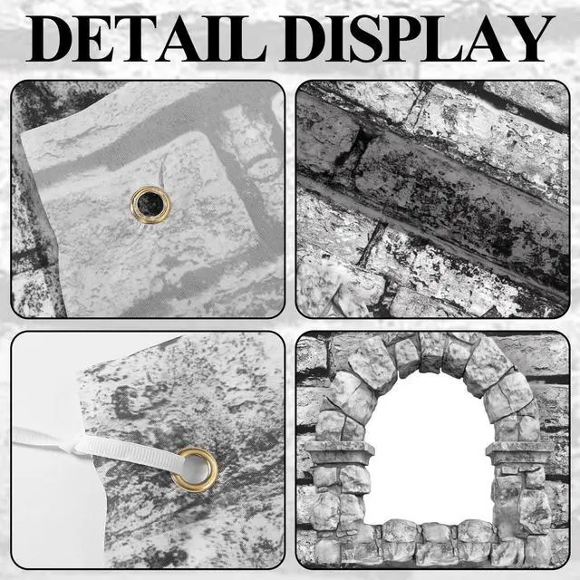 Alt view image 3 of 7 - 3 Pcs Halloween Medieval Party Decorations Kit 5ft 4ft Medieval Castle Backdrop 15.8 in Dragon Hanging Knight Stone Wall Fort Dragon Party for Halloween Birthday Renaissance Knight Photo Props