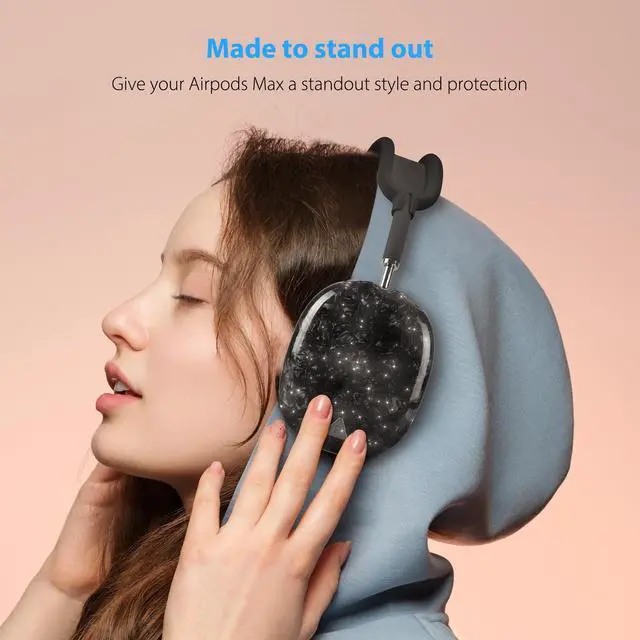 Alt view image 7 of 7 - Case Cover for AirPods Max Headphone,Glitter Shell Pattern TPU Ear Cup Case,Silicone Ear Pad/Headband Protective Cover Accessories Compatible with Apple AirPods Max(2024/2020),Glitter Black Seashell