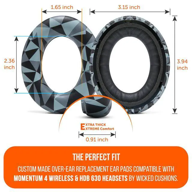 Alt view image 5 of 7 - PadZ Momentum 4 & 5 - Upgraded Replacement Earpads for Sennheiser Momentum 4 & 5 by Wicked Cushions | Enhanced Comfort & Sound Isolation | Geo Grey