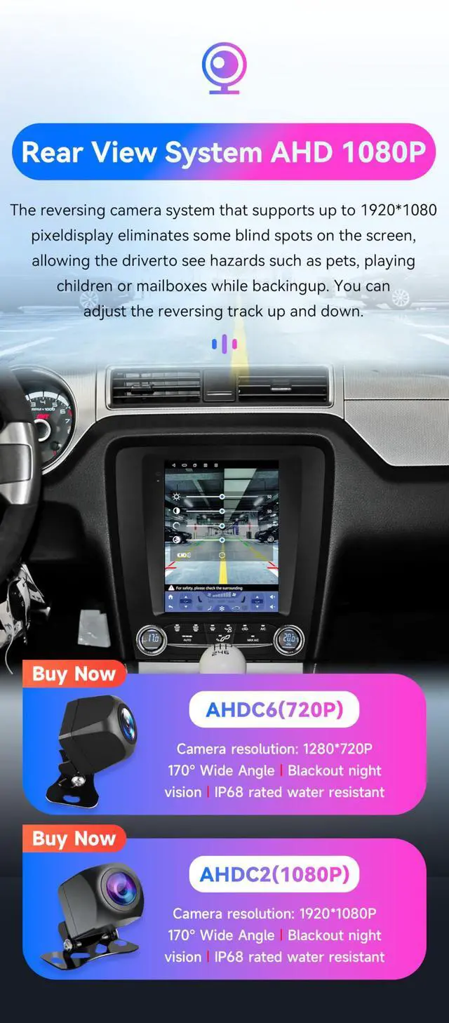 Alt view image 5 of 7 - Android 14 Stereo Car Radio for Ford Mustang (2010-2014), 8Core 4G+64G GPS Navigation with 9.7 inch QLED Touchscreen via Carplay Android Auto SWC Bluetooth 5.4 EQ USB TPMS