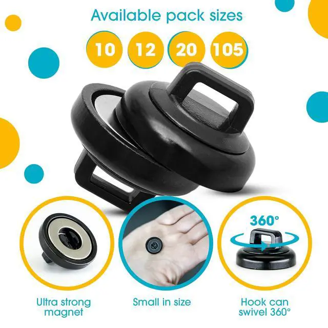 Alt view image 2 of 7 - Magnetic Cable Zip Tie Mounts Multipurpose (105 PACK) Neodymium Magnets Black 105 Black Cable Zip Ties Included. Cable Holder for Cable Management. Holds Standard Zip Ties/Cable Ties