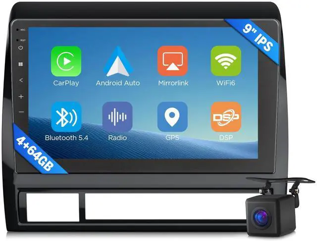 Main image of 6+64GB 9" IPS Android 14 Car Stereo for Toyota Tacoma | Wireless CarPlay & Android Autofor Toyota Tacoma 2005-2013 TDA7388 amplifier chip IPS HD display plug and play