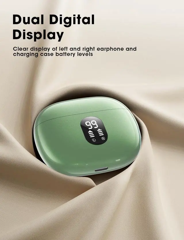 Alt view image 5 of 6 - Wireless Earbuds, 2025 Ear Buds with Big Bass Stereo Sound, Lightweight Bluetooth Earbuds with 48 Hours Playtime, in-Ear Fit Earphones, IPX7, Hands-Free Calls with AI for iPhone, Android, Pad