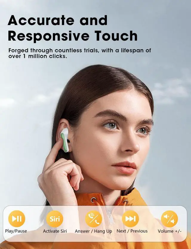 Alt view image 6 of 6 - Wireless Earbuds, 2025 Ear Buds with Big Bass Stereo Sound, Lightweight Bluetooth Earbuds with 48 Hours Playtime, in-Ear Fit Earphones, IPX7, Hands-Free Calls with AI for iPhone, Android, Pad