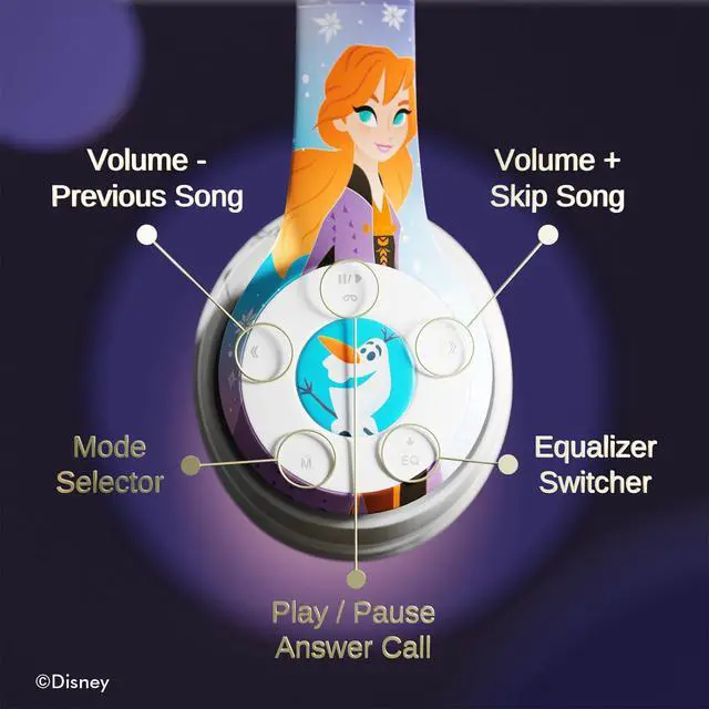 Alt view image 5 of 7 - Disney Frozen Bluetooth Headphones - Over The Ear Bluetooth Wireless Headset with Built-in Mic and Up to 15 Hrs Playtime - Disney Frozen Gifts for Women Men All Fans of Olaf, Anna and Elsa Gifts