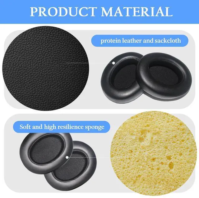 Alt view image 3 of 7 - WH-XB910N Replacement Earpads Cushions Silicone Headband Pad for Sony WH-XB910N Headphone,Protein Leather Headphone Pads,Silicone Headband Protector(Black)