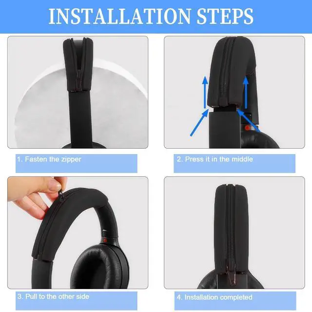 Alt view image 5 of 7 - WH-XB910N Replacement Earpads Cushions Silicone Headband Pad for Sony WH-XB910N Headphone,Protein Leather Headphone Pads,Silicone Headband Protector(Black)