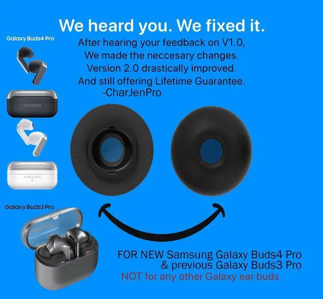 Alt view image 2 of 7 - Galaxy Foams Pro 3 V2.0 Premium Memory Foam Ear Tips for Samsung Galaxy Buds (Galaxy Buds4 Pro & Galaxy Buds3 Pro) Anti Slip, All Day Comfort, Noise Cancelling (3 Pairs-S/M/L)