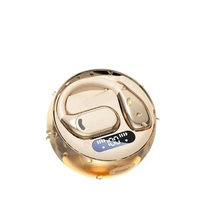Alt view image 3 of 7 - Open Ear Earbuds Wireless Earbuds Bluetooth 5.4, LED Display Bluetooth Earphone for Workout/Running, AI Noise Reduction Touch Controls, 72hr Playtime,Waterproof(Gold)