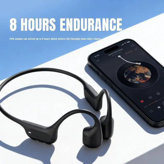 Alt view image 2 of 7 - Bone Conduction Headphones, Open Ear Sports Headphones with MP3 Player | Hybrid Air & Bone Conduction Audio, IP68 waterproof, 32GB Bluetooth 6.0, 25g lightweight design for running cycling workouts