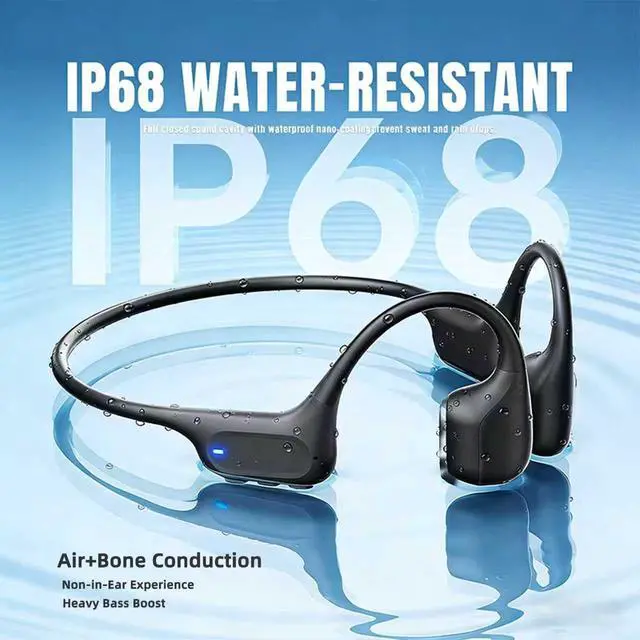 Alt view image 4 of 7 - Bone Conduction Headphones, Open Ear Sports Headphones with MP3 Player | Hybrid Air & Bone Conduction Audio, IP68 waterproof, 32GB Bluetooth 6.0, 25g lightweight design for running cycling workouts