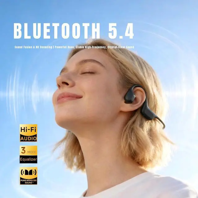 Alt view image 7 of 7 - Bone Conduction Headphones, Open Ear Sports Headphones with MP3 Player | Hybrid Air & Bone Conduction Audio, IP68 waterproof, 32GB Bluetooth 6.0, 25g lightweight design for running cycling workouts