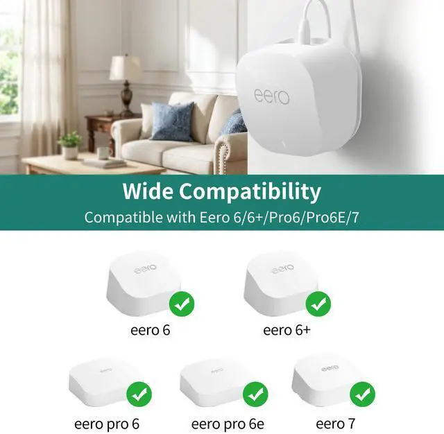 Alt view image 2 of 7 - Wall Mount for eero 6/6+/Pro 6/Pro 6E/7, 1 Mount | Built-In Cable Storage, Space-Saving Design, Secure Screw Mount, Open Design for Reliable Wi-Fi