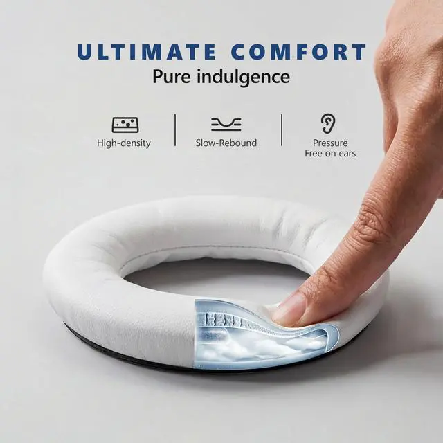 Alt view image 3 of 7 - Replacement Earpads for Bose QuietComfort 45/45 SE/Noise Cancelling Headphones, Updated Thickened Memory Foam, Protein Leather (White)