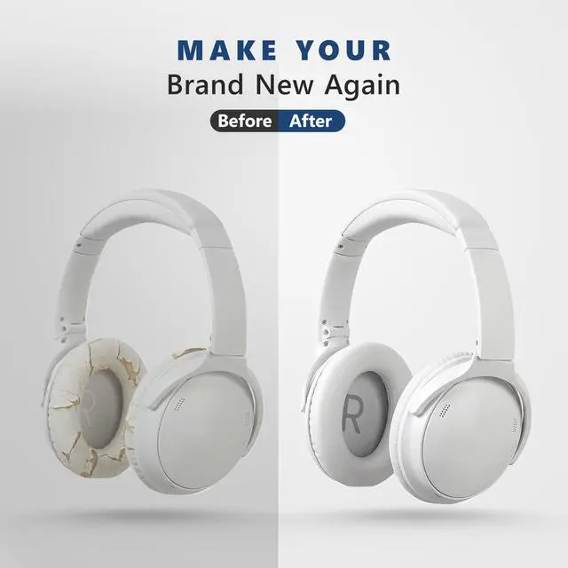 Alt view image 5 of 7 - Replacement Earpads for Bose QuietComfort 45/45 SE/Noise Cancelling Headphones, Updated Thickened Memory Foam, Protein Leather (White)