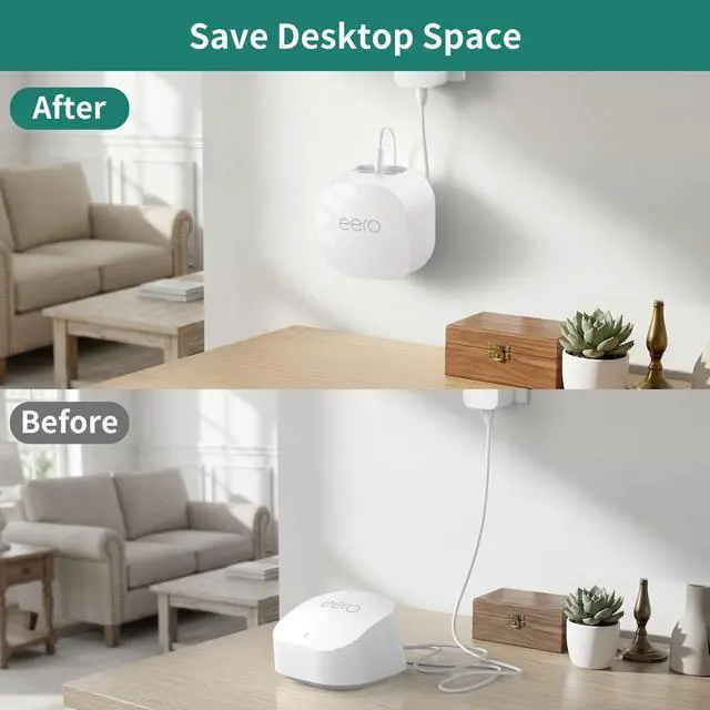 Alt view image 3 of 7 - Wall Mount for eero 6/6+/Pro 6/Pro 6E/7, 1 Mount | Built-In Cable Storage, Space-Saving Design, Secure Screw Mount, Open Design for Reliable Wi-Fi