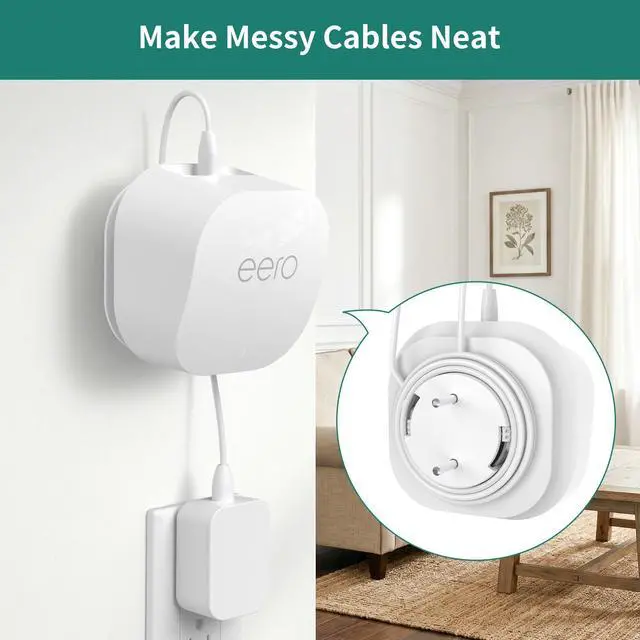 Alt view image 4 of 7 - Wall Mount for eero 6/6+/Pro 6/Pro 6E/7, 1 Mount | Built-In Cable Storage, Space-Saving Design, Secure Screw Mount, Open Design for Reliable Wi-Fi