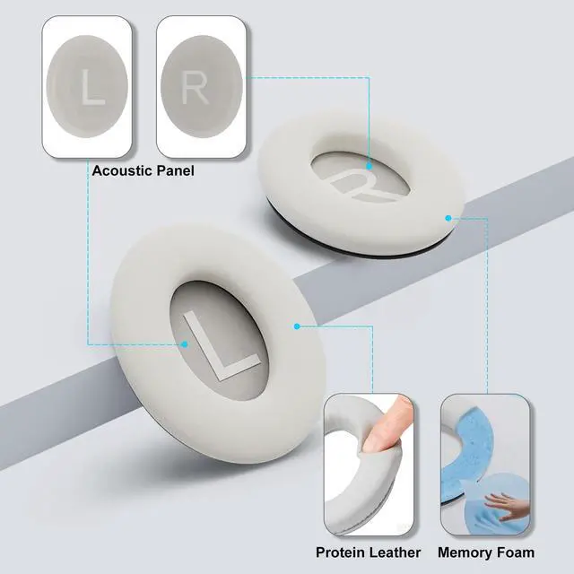 Alt view image 4 of 7 - Replacement Ear Pads for Bose QC45, QC SE, QC45 SE Headphone, White | Compatible with Bose QuietComfort, QuietComfort 45 (45 SE), QuietComfort SE Headphones, Headphone Earpads Cushions