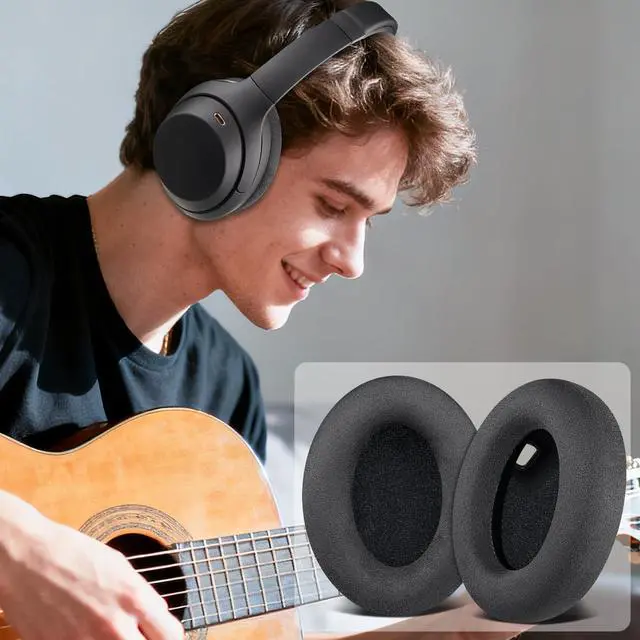 Alt view image 6 of 6 - Micro Suede Earpads for Sony WH-1000XM4 Headphones, Ear Pads Cushions with Noise Isolation Foam, Added Thickness, Without Affecting Sensor - Black