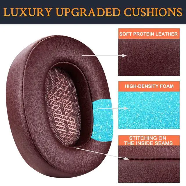 Alt view image 4 of 7 - Professional Replacement Ear Pads for JBL Live 500BT/Live 500 BT Around-Ear Wireless Headphone, Earpads Cushions with Softer Protein Leather, Noise Isolation Foam - Red