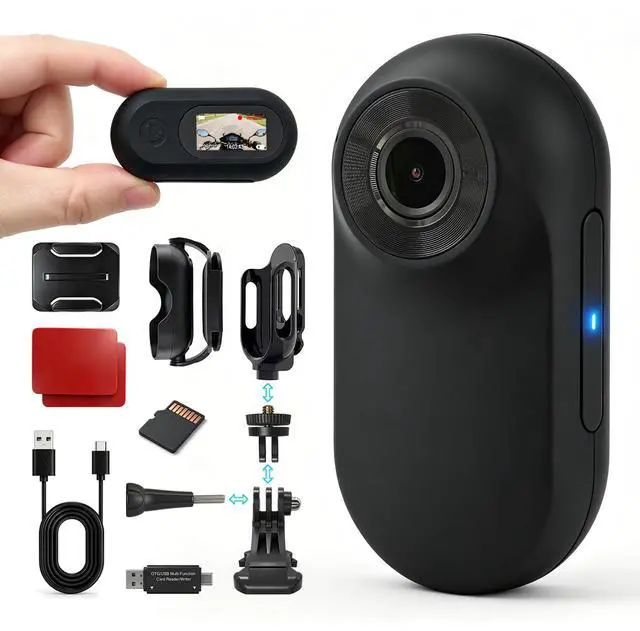 Main image of Mini Body Camera with Memory Card, 1" Screen POV Body Cam, Wearable Camera for Vlogging, Thumb Action Camera for Outdoor Sports, Cycling, Hiking, Fishing, Gifts for Men Dad Him