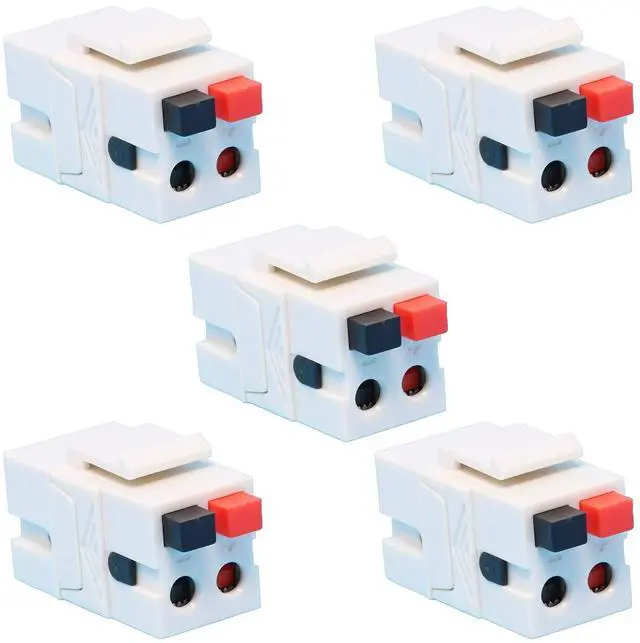 Main image of Speaker Keystone Jack Spring Loaded Speaker Jack for Keystone Wall Plate, Female to Female, for Home Theater Wall Plates - White (5-Pack)