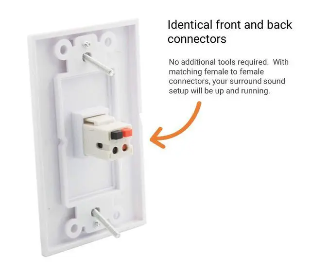 Alt view image 2 of 3 - Speaker Keystone Jack Spring Loaded Speaker Jack for Keystone Wall Plate, Female to Female, for Home Theater Wall Plates - White (5-Pack)