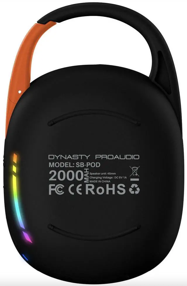Alt view image 3 of 6 - SB-POD Ultra-Portable Bluetooth Speaker with LED Ambient Lights, IP67 Waterproof & Dustproof, Blueotooth 5.3, HD Sound, Punch Bass, Integrated Carabiner, Stereo Pairing (Black)