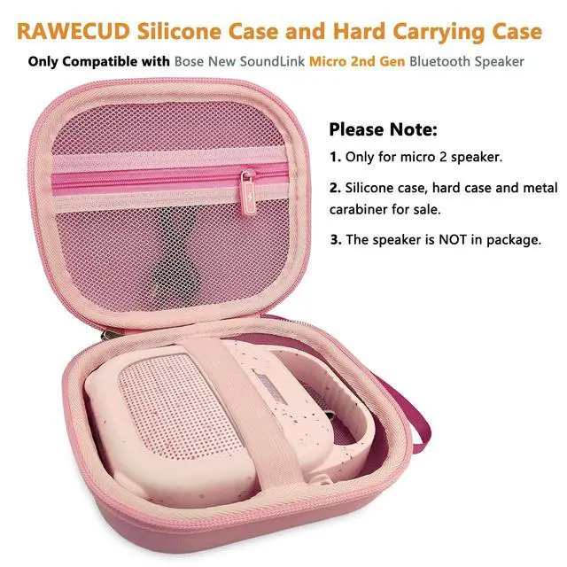 Alt view image 3 of 7 - Protective Case for Bose SoundLink Micro 2nd Gen Bluetooth Speaker | Hard Carrying Case and Silicone Cover for Micro 2 Portable Speaker Accessories (Petal Pink)