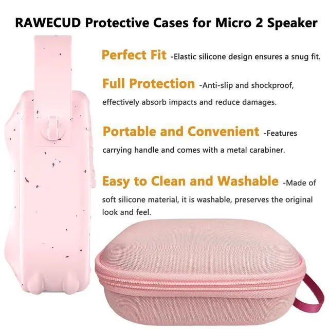 Alt view image 4 of 7 - Protective Case for Bose SoundLink Micro 2nd Gen Bluetooth Speaker | Hard Carrying Case and Silicone Cover for Micro 2 Portable Speaker Accessories (Petal Pink)