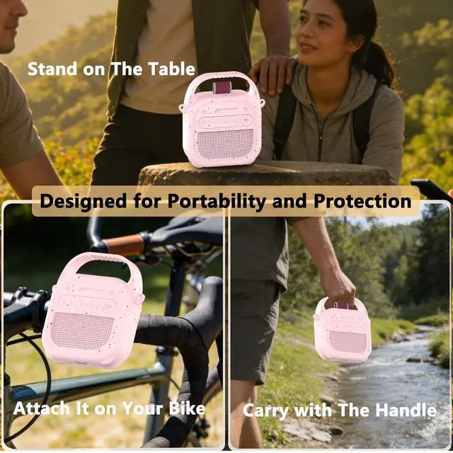 Alt view image 5 of 7 - Protective Case for Bose SoundLink Micro 2nd Gen Bluetooth Speaker | Hard Carrying Case and Silicone Cover for Micro 2 Portable Speaker Accessories (Petal Pink)