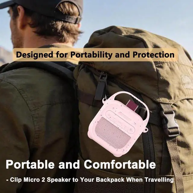 Alt view image 6 of 7 - Protective Case for Bose SoundLink Micro 2nd Gen Bluetooth Speaker | Hard Carrying Case and Silicone Cover for Micro 2 Portable Speaker Accessories (Petal Pink)