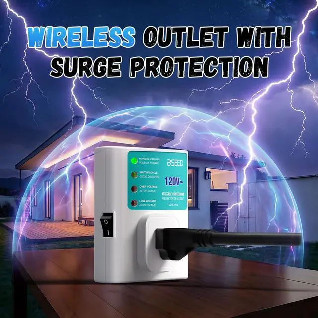 Alt view image 2 of 7 - Single Outlet Surge Protector for Refrigerator, Power Surge Protector with Ground Protected Light Indicators, Adjustable Voltage Protector for Washing Machine, TV and Freezer, 15A, 120V,1 Pack